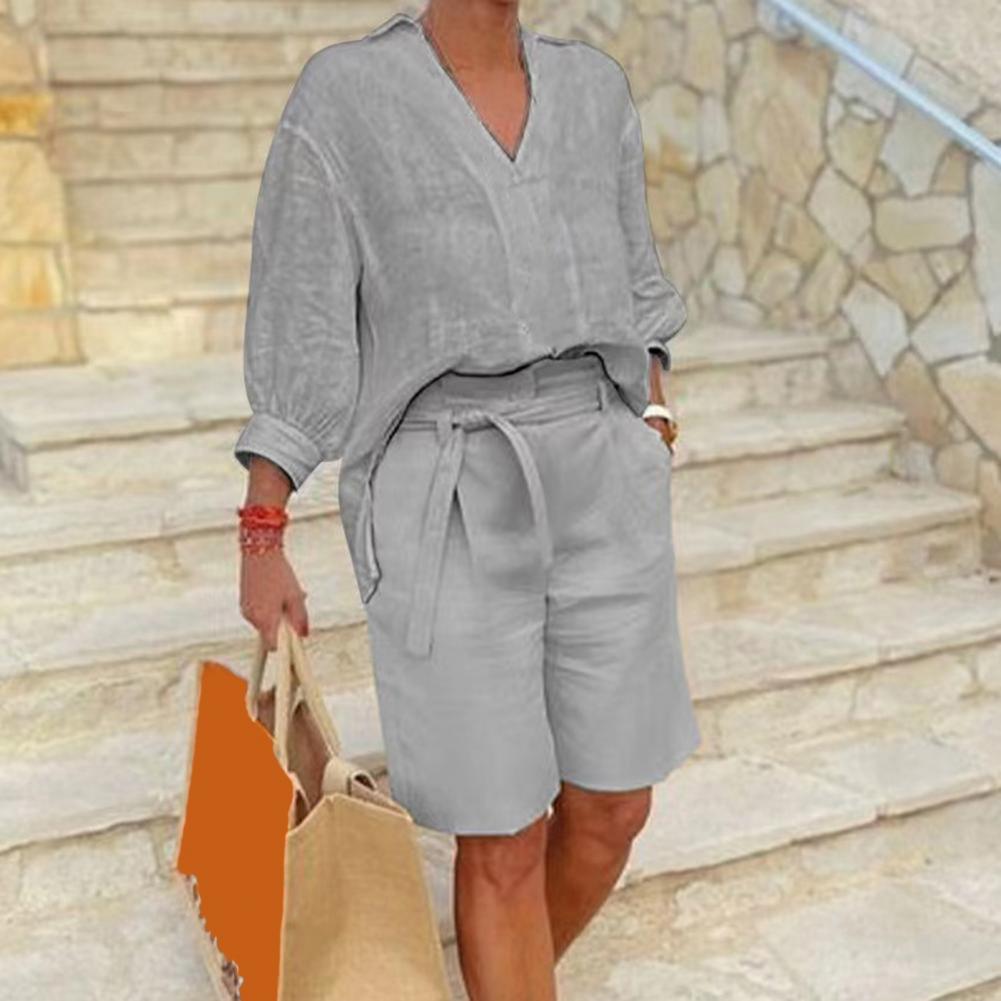 Cotton Linen Women's Two Piece - đánh giá và giá Linen Shirt Breathable