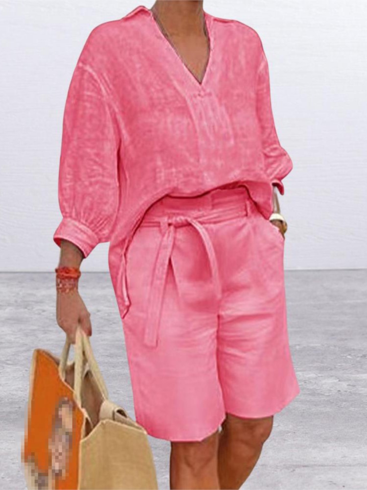 Women Suits Elegant Style Two  - đánh giá và giá Linen Shirt Breathable